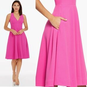 Dress the Population Fuschia Pink Catalina Fit and Flare Cocktail Dress